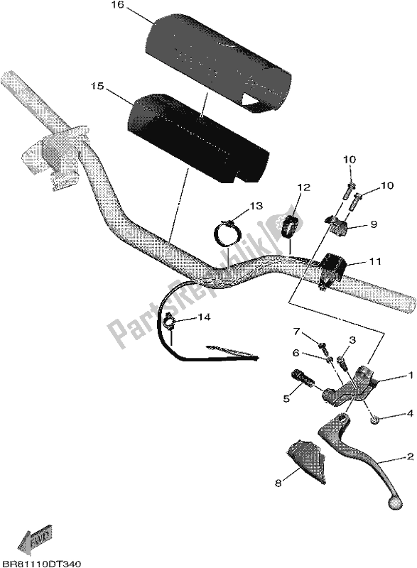 Alle onderdelen voor de Handvat Schakelaar & Hendel van de Yamaha YZ 65 2020