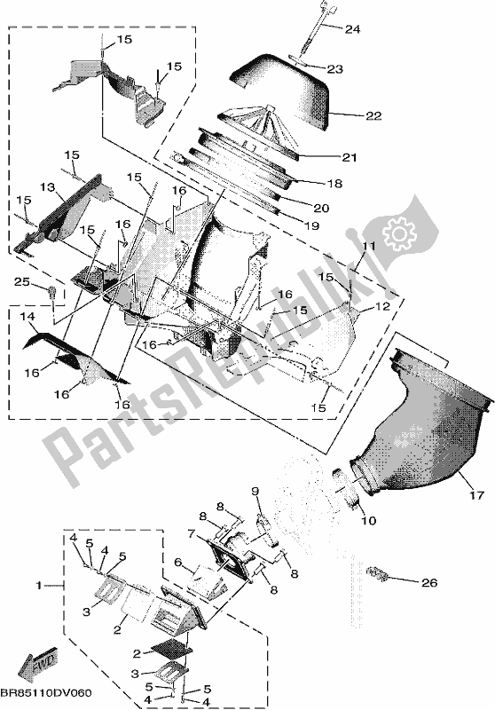 All parts for the Intake of the Yamaha YZ 65 2020