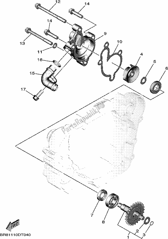 Alle onderdelen voor de Waterpomp van de Yamaha YZ 65 2020