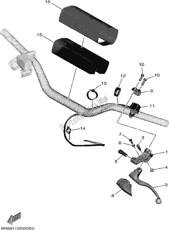 All parts for the Handle Switch & Lever of the Yamaha YZ 65 2021