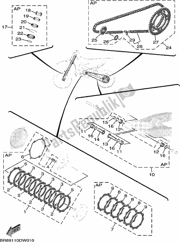 Wszystkie części do Maintenance Parts Kit Yamaha YZ 65 2021