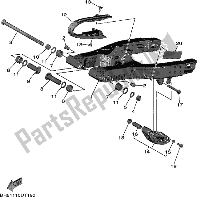 Wszystkie części do Tylne Rami? Yamaha YZ 65 2021