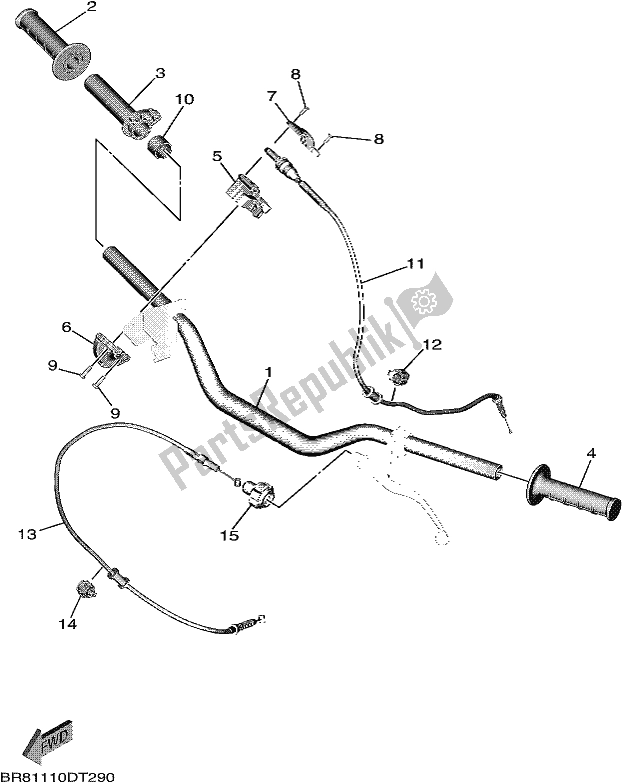 All parts for the Steering Handle & Cable of the Yamaha YZ 65 2021