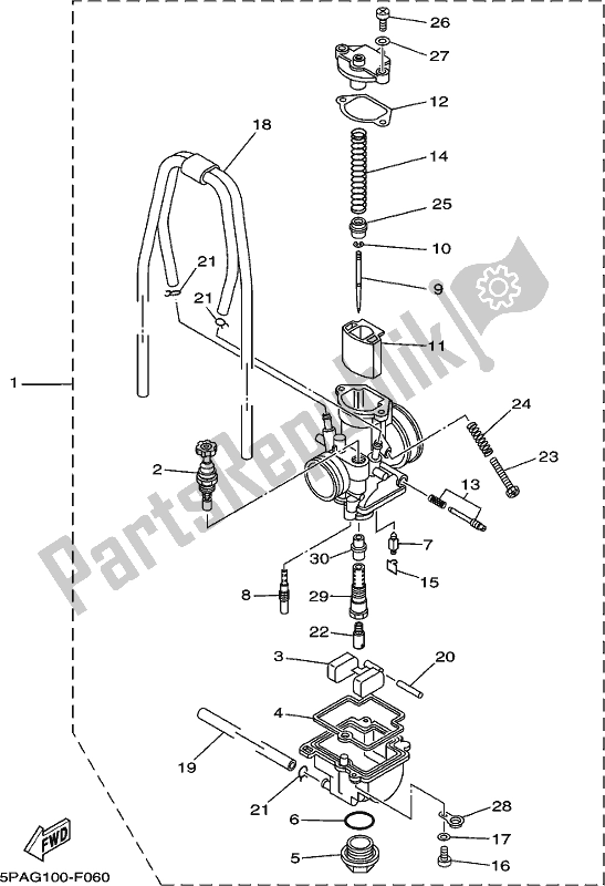 All parts for the Carburetor of the Yamaha YZ 85 2017