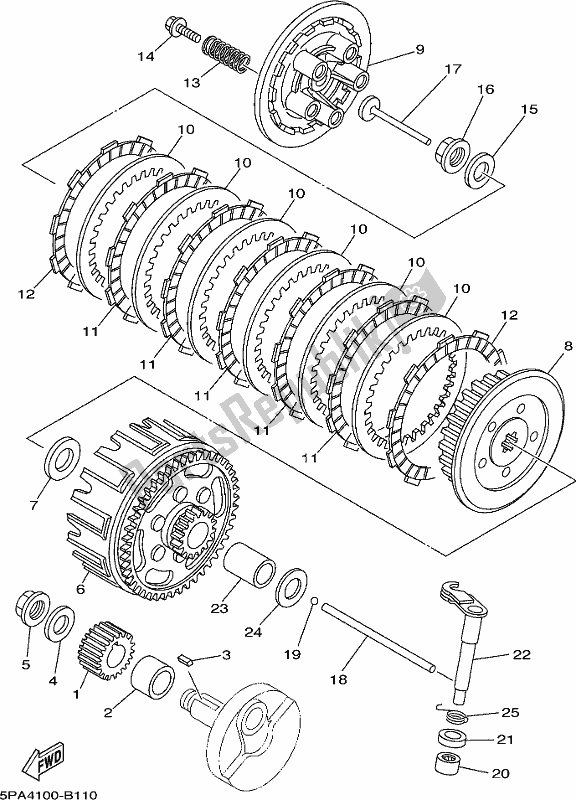 All parts for the Clutch of the Yamaha YZ 85 2017