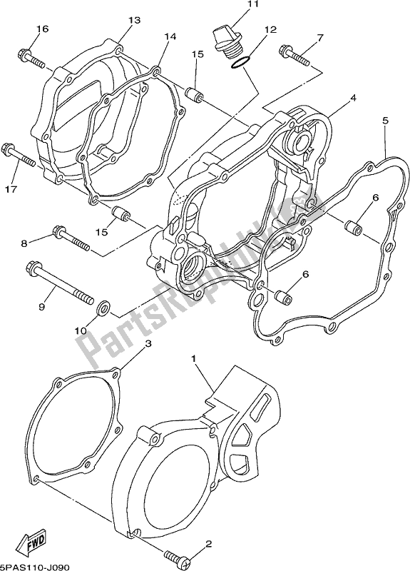 All parts for the Crankcase Cover 1 of the Yamaha YZ 85 2017