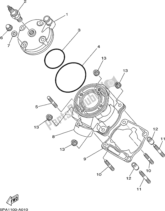 All parts for the Cylinder of the Yamaha YZ 85 2017