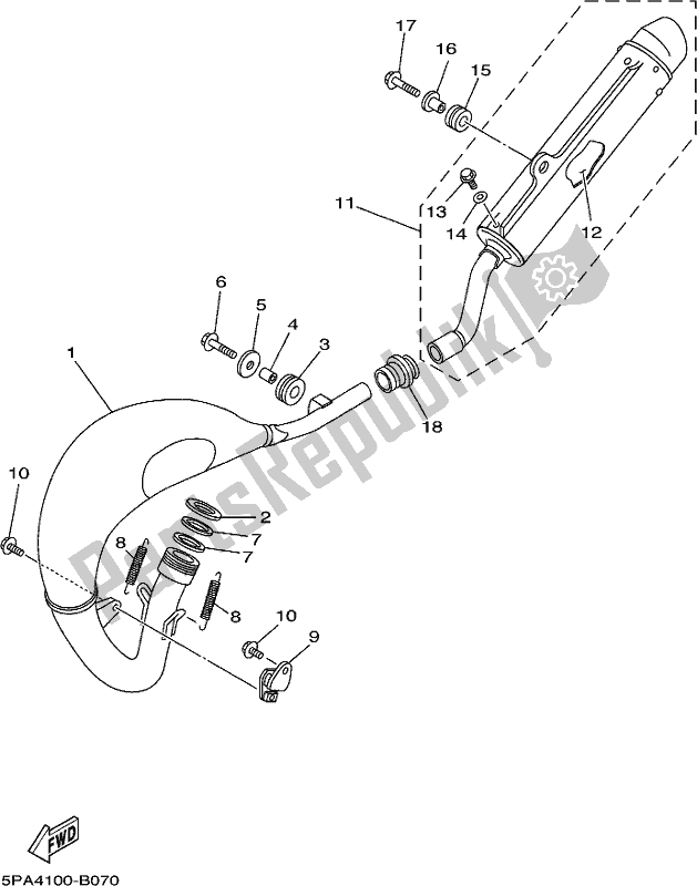 All parts for the Exhaust of the Yamaha YZ 85 2017