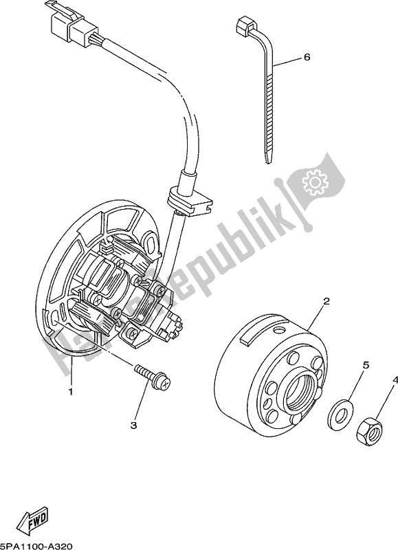 Alle onderdelen voor de Generator van de Yamaha YZ 85 2017