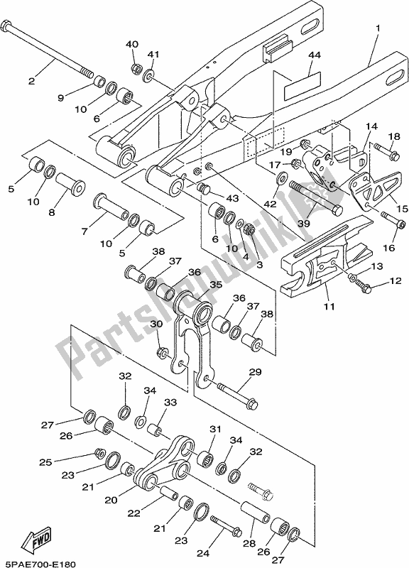 All parts for the Rear Arm of the Yamaha YZ 85 2017