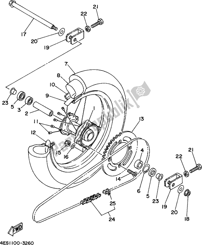 All parts for the Rear Wheel of the Yamaha YZ 85 2017