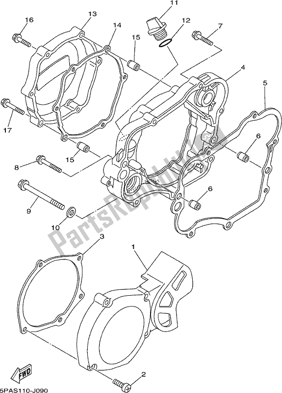 All parts for the Crankcase Cover 1 of the Yamaha YZ 85 2018