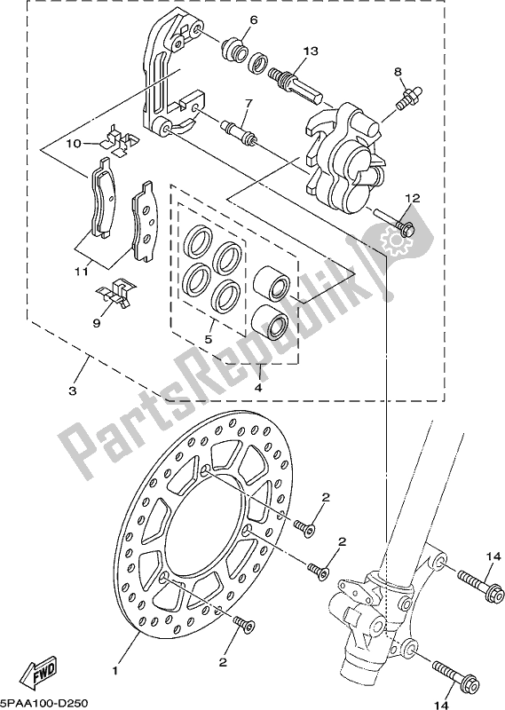 Wszystkie części do Zacisk Hamulca Przedniego Yamaha YZ 85 2018