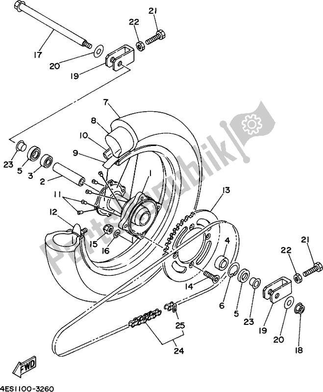 Wszystkie części do Tylne Ko? O Yamaha YZ 85 2018