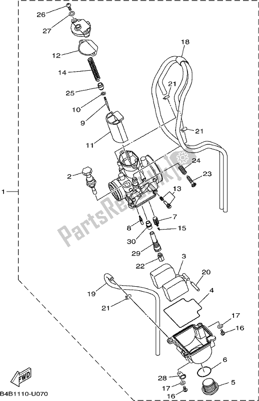 All parts for the Carburetor of the Yamaha YZ 85 2019