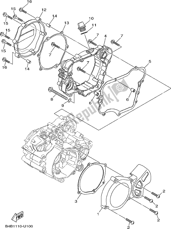 All parts for the Crankcase Cover of the Yamaha YZ 85 2019