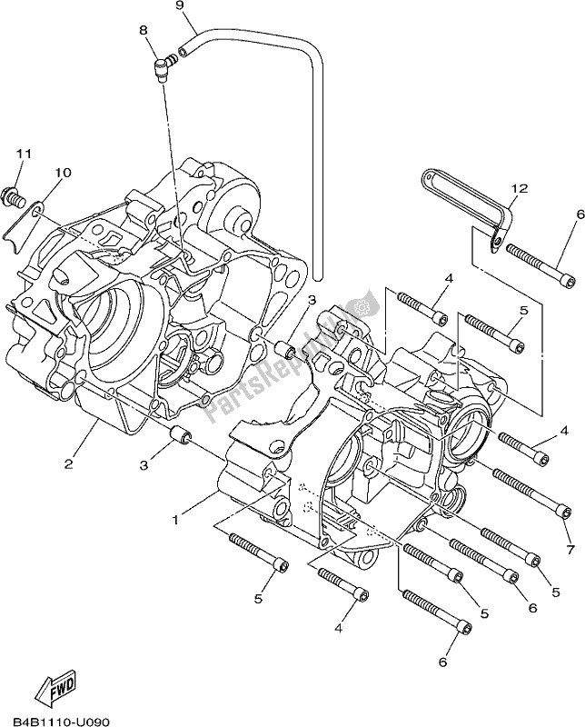 All parts for the Crankcase of the Yamaha YZ 85 2019