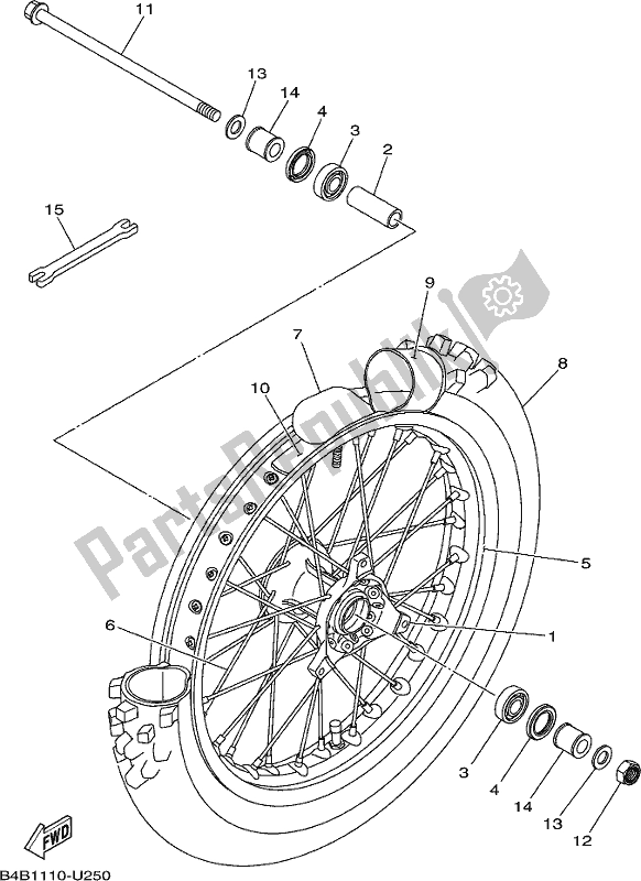 All parts for the Front Wheel of the Yamaha YZ 85 2019