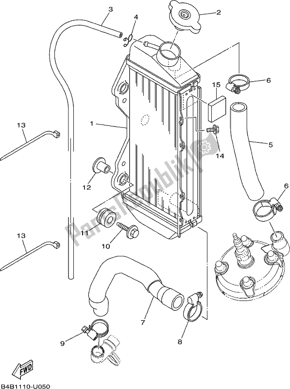 All parts for the Radiator & Hose of the Yamaha YZ 85 2019