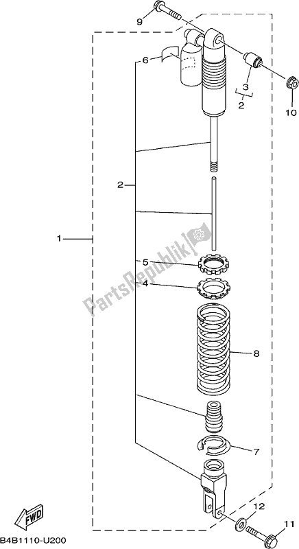 All parts for the Rear Arm & Suspension of the Yamaha YZ 85 2019