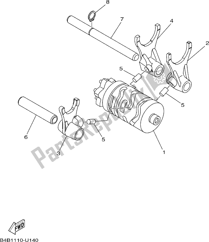 Alle onderdelen voor de Schakelnok & Vork van de Yamaha YZ 85 2020