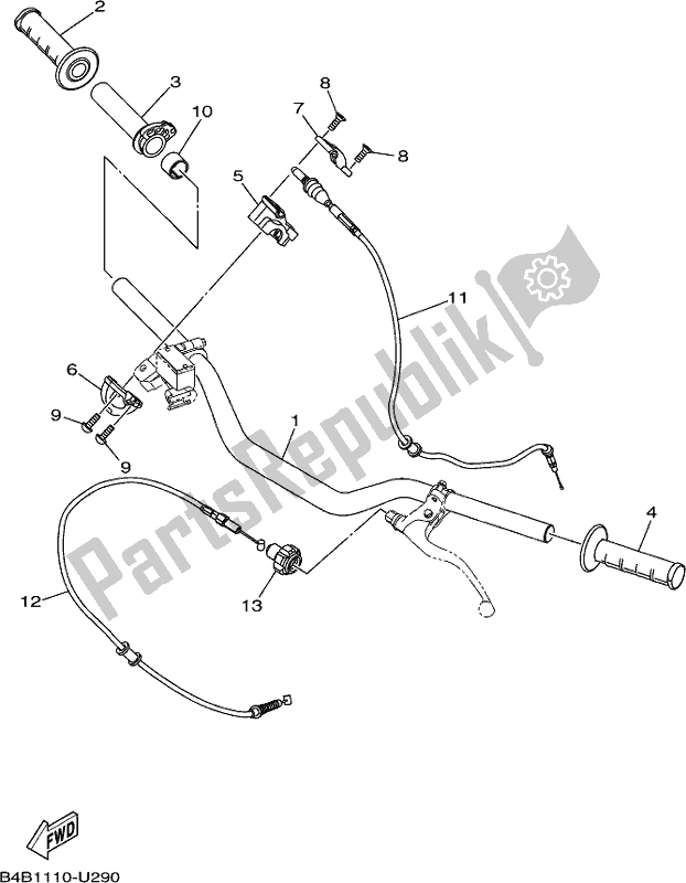 Alle onderdelen voor de Stuurhendel En Kabel van de Yamaha YZ 85 2020