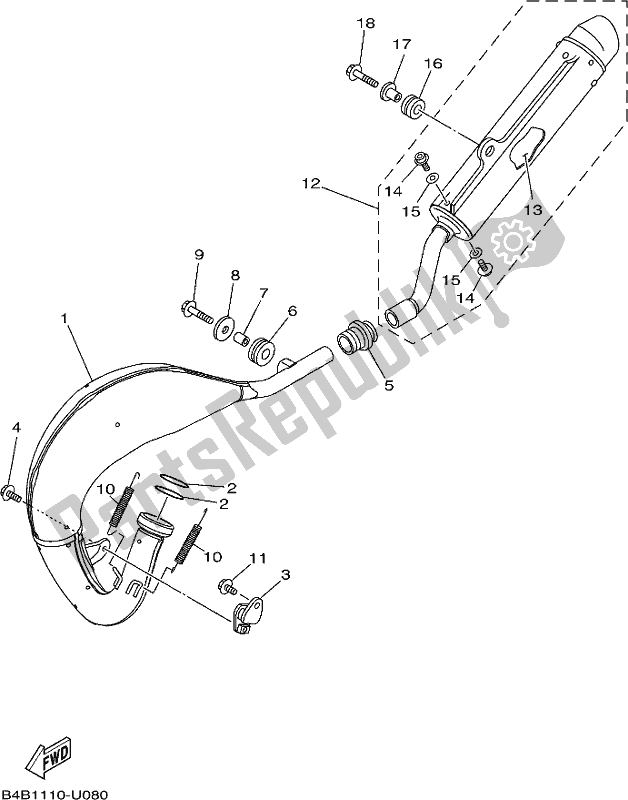 Tutte le parti per il Scarico del Yamaha YZ 85 2021