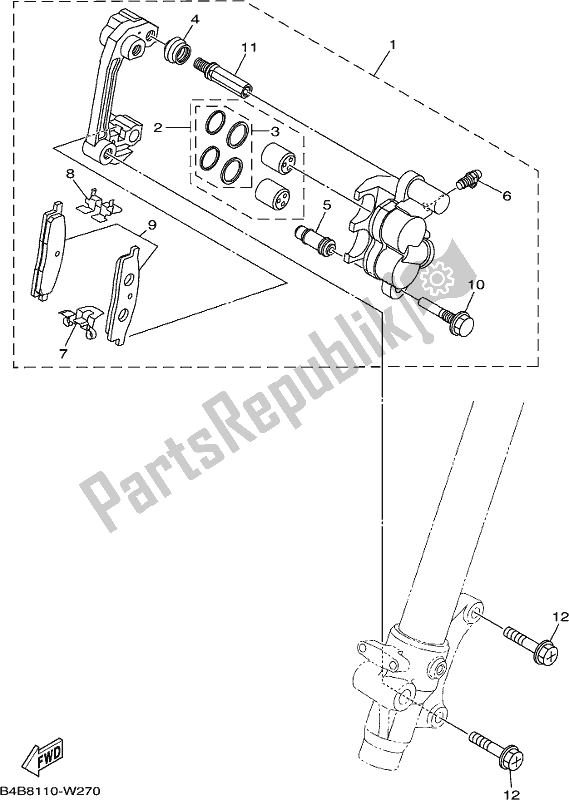 All parts for the Front Brake Caliper of the Yamaha YZ 85 2021