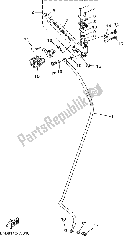 Wszystkie części do Przedni Cylinder G?ówny Yamaha YZ 85 2021