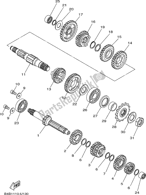 All parts for the Transmission of the Yamaha YZ 85 2021