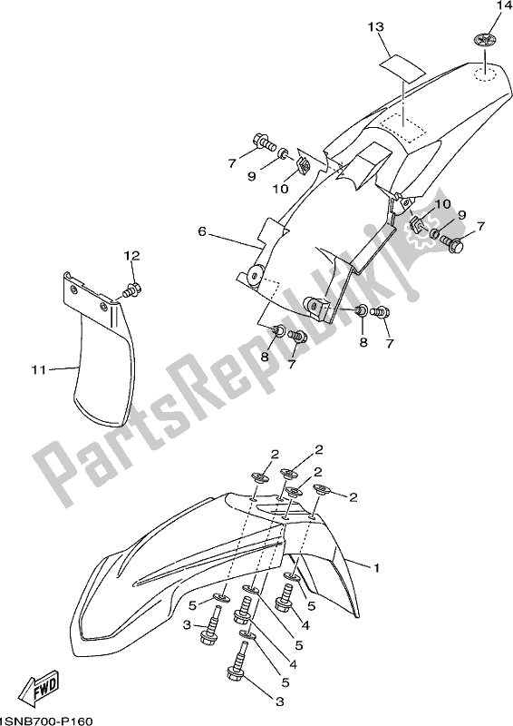 All parts for the Fender of the Yamaha YZ 85 LW 2017