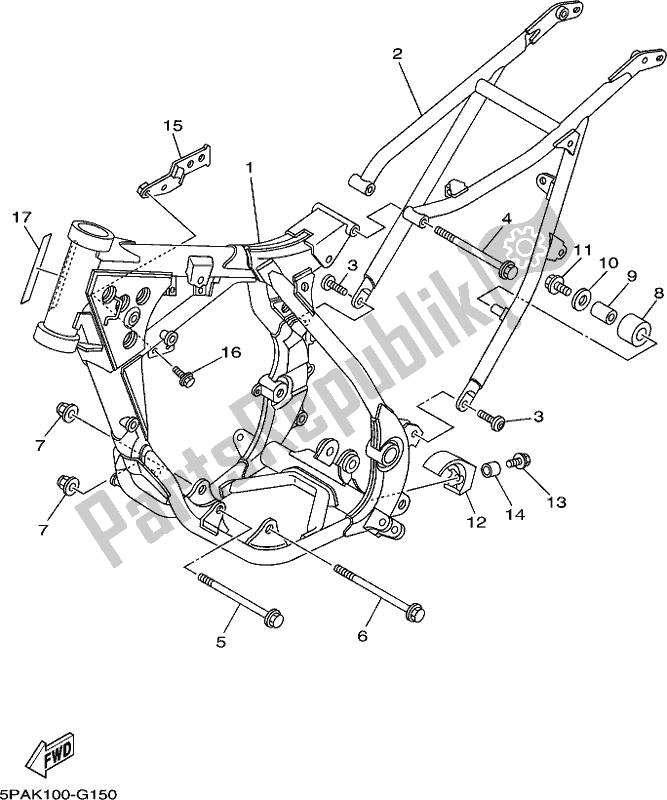 All parts for the Frame of the Yamaha YZ 85 LW 2017
