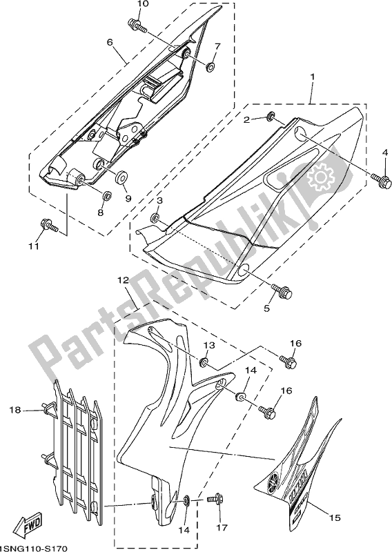 All parts for the Side Cover of the Yamaha YZ 85 LW 2017