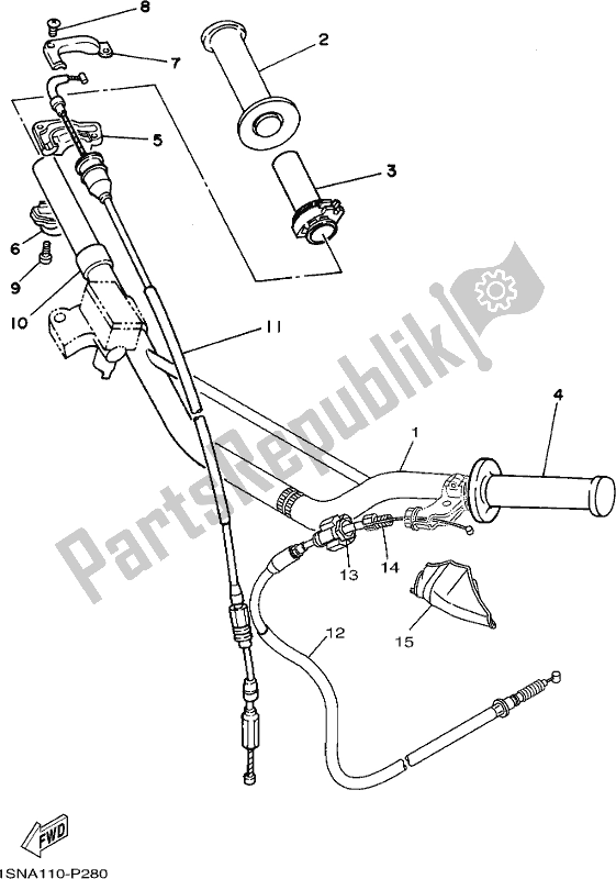 All parts for the Steering Handle & Cable of the Yamaha YZ 85 LW 2017