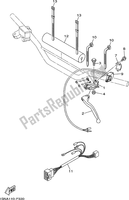 Alle onderdelen voor de Handvat Schakelaar & Hendel van de Yamaha YZ 85 LW 2018