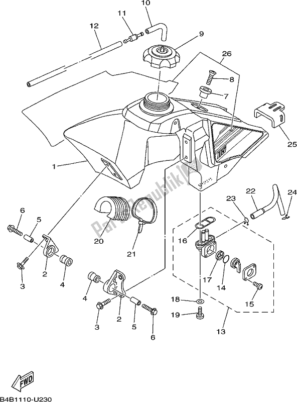 All parts for the Fuel Tank of the Yamaha YZ 85 LW 2019