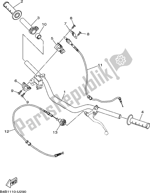 Wszystkie części do Uchwyt Kierownicy I Kabel Yamaha YZ 85 LW 2019