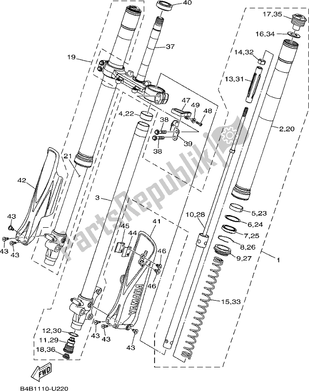 Alle onderdelen voor de Voorvork van de Yamaha YZ 85 LW 2020