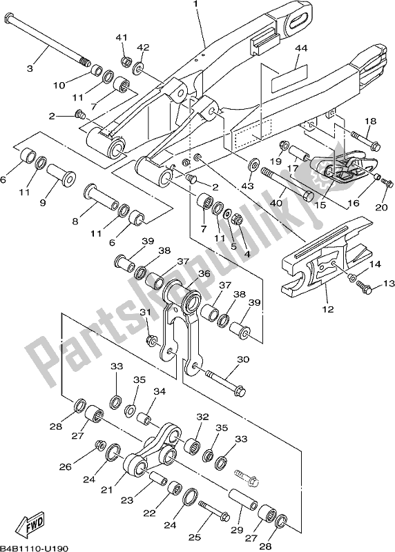 Tutte le parti per il Braccio Posteriore del Yamaha YZ 85 LW 2020