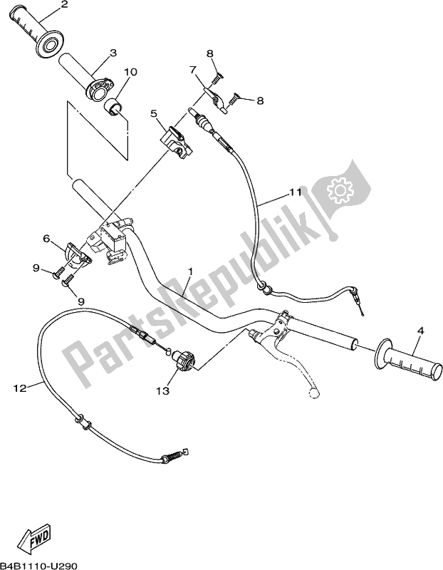 Alle onderdelen voor de Stuurhendel En Kabel van de Yamaha YZ 85 LW 2020