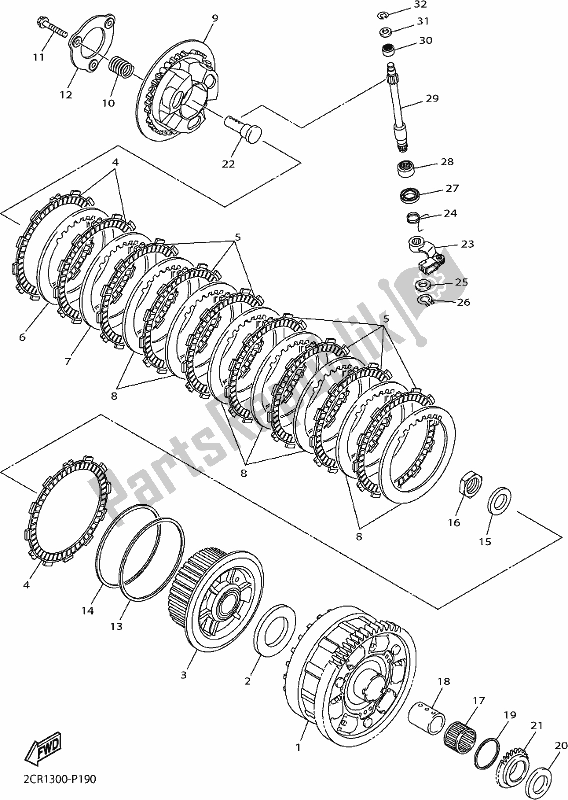 All parts for the Clutch of the Yamaha Yzf-r1 1000 2017