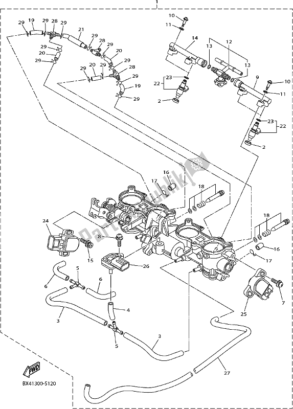 All parts for the Intake 2 of the Yamaha Yzf-r1 1000 2017