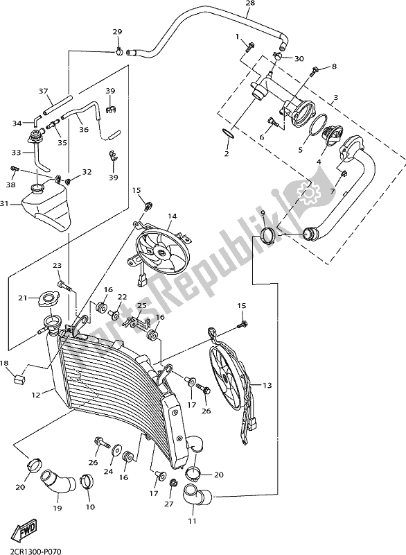 Todas las partes para Radiador Y Manguera de Yamaha Yzf-r1 1000 2017