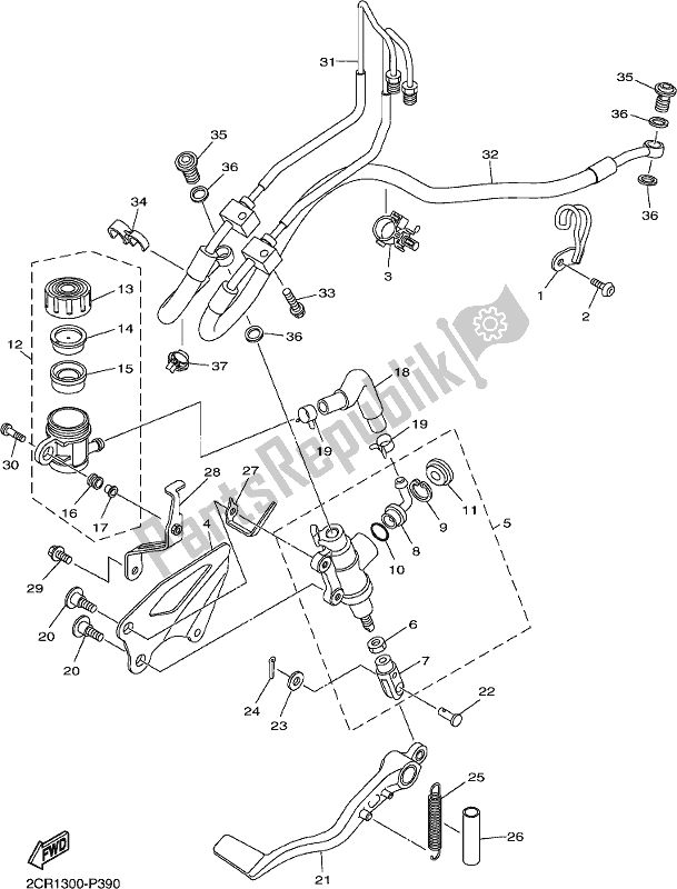 Toutes les pièces pour le Maître-cylindre Arrière du Yamaha Yzf-r1 1000 2017