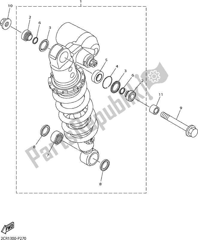 All parts for the Rear Suspension of the Yamaha Yzf-r1 1000 2017