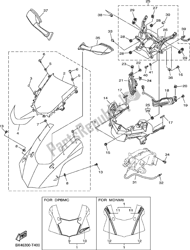 Todas las partes para Carenado 1 de Yamaha Yzf-r1 1000 2018
