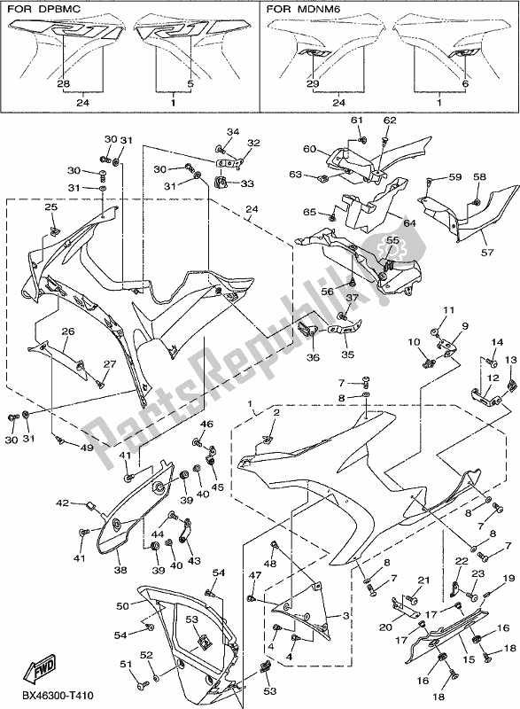 Todas las partes para Carenado 2 de Yamaha Yzf-r1 1000 2018