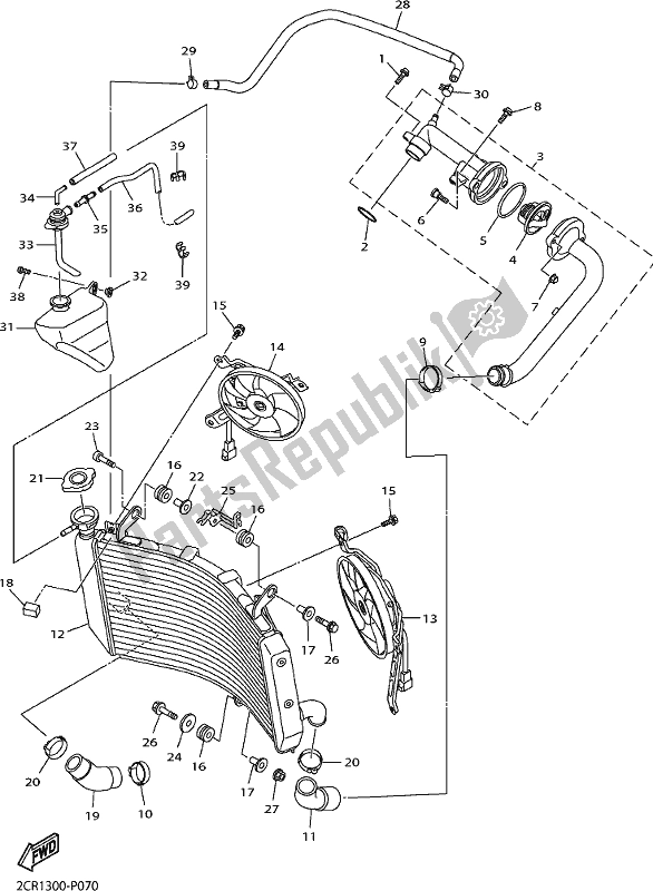 Toutes les pièces pour le Tuyau De Radiateur du Yamaha Yzf-r1 1000 2018