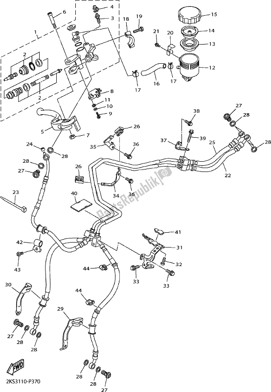 Alle onderdelen voor de Voorste Hoofdcilinder van de Yamaha Yzf-r1 1000 2019