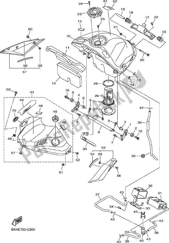 Alle onderdelen voor de Benzinetank van de Yamaha Yzf-r1 1000 2019